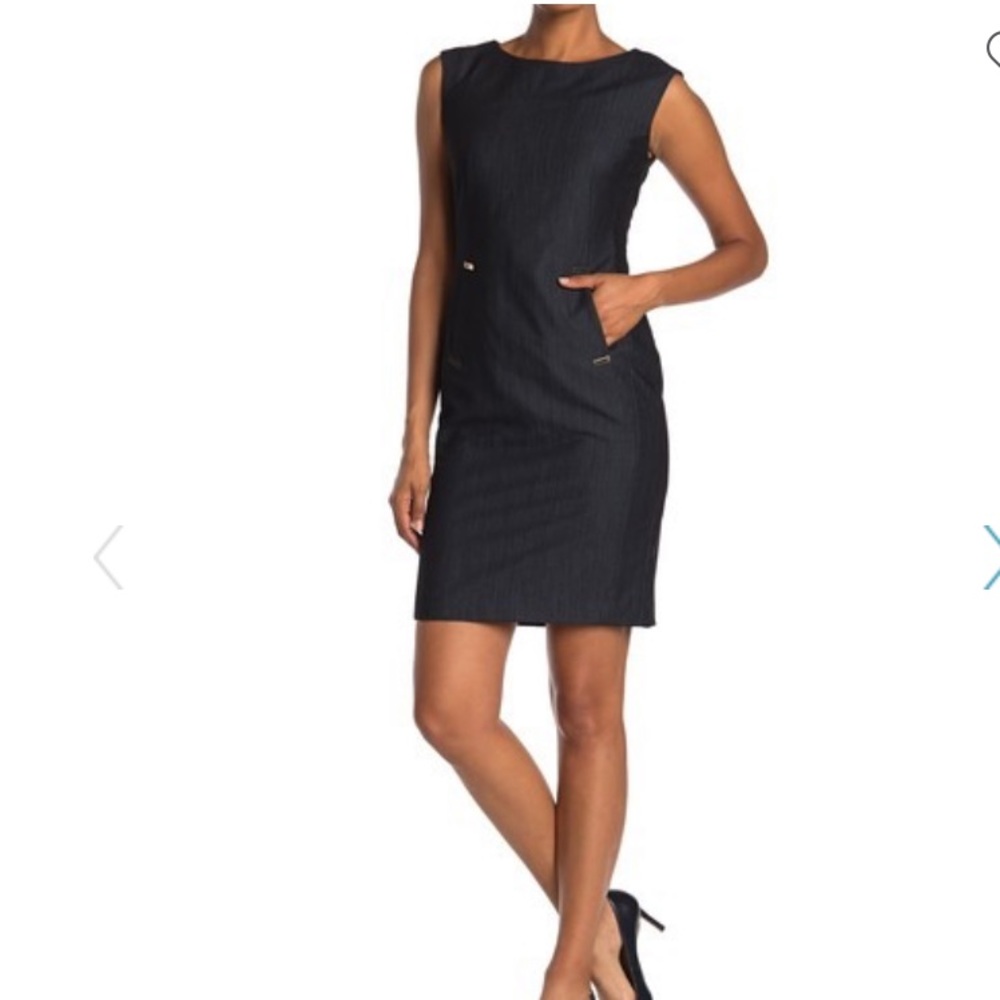 Calvin Klein Blue Sleeveless Sheath Dress